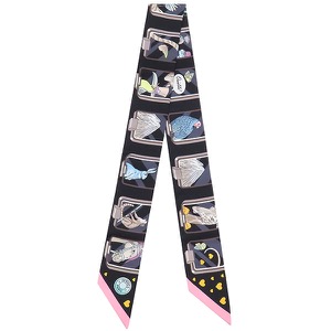 エルメス スカーフ ツイリー シルク ブラック 【HERMES STORY/エルメスストーリー】  中古