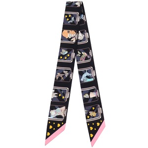 エルメス スカーフ ツイリー シルク ブラック 【HERMES STORY/エルメスストーリー】  中古