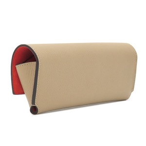 セリーヌ メガネケース バイカラー レザー ベージュ レッド 赤 眼鏡入れ  中古