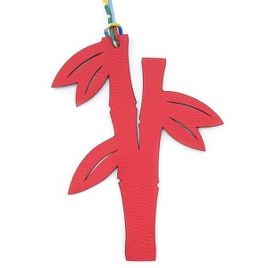 エルメス バッグチャーム プティアッシュ バンブー ヴォーエプソン マルチカラー 赤 茶 竹 チャーム petit H  中古