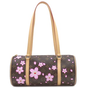 ルイヴィトン ハンドバッグ LV×TM パピヨン MM モノグラムキャンバス ブラウン 茶 村上隆 チェリーブロッサム 桜  M13097 中古