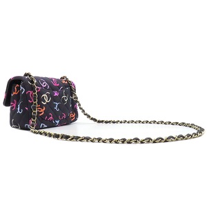 シャネル ショルダーバッグ ミニ マトラッセ 20 ファブリック ネイビー 紺 ココマーク チェーンショルダーバッグ A69900 中古