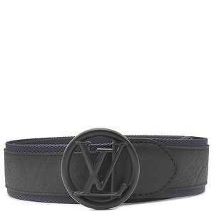 ルイヴィトン ベルト サンチュール LVサークル 90/36 キャンバス ブラック #90 黒 紺 モノグラムシャドウ M0114 中古