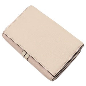 クロエ 三つ折り財布 アルファベット コンパクトウォレット レザー ベージュ バイカラー チャームなし  中古