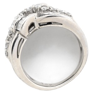 リング 指輪 ダイヤモンド リング Pt900 シルバー プラチナム テーパード バケット ラウンドブリリアント リボンモチーフ 中古