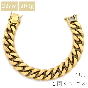 喜平 ブレスレット K18 18金 21cm 200g 2面 シングル K18YG ゴールド 特大 造幣局検定マーク ショッピングローン対応していません   中古