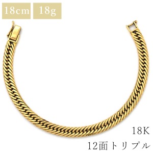 喜平 ブレスレット K18 18金 18.6cm18.1g 12面 トリプル K18YG ゴールド 造幣局検定マーク ショッピングローン対応していません   中古