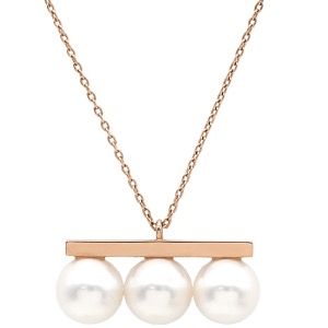 TASAKI ネックレス バランス ネオ ペンダント K18PG ホワイト あこや アコヤ パール 3P 3粒 Au750 18K 18金 さくらゴールド ローズ  P16850 中古