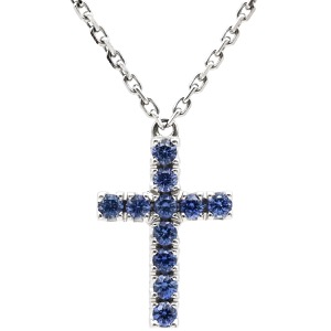 カルティエ ネックレス シンボル クロス ネックレス K18WG シルバー 750 18金 サファイア  中古