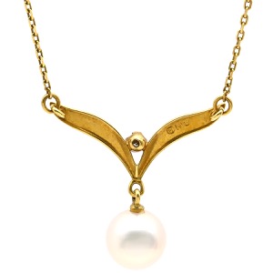 ミキモト ネックレス パールネックレス K18YG ゴールド MIKIMOTO 真珠 18K 18金 Au750 ダイヤ  中古