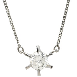 ネックレス ダイヤ ペンダント Pt850 シルバー 1P 1石 1粒 6本爪 ダイヤモンド  中古