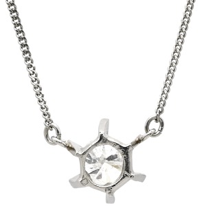 ネックレス ダイヤ ペンダント Pt850 シルバー 1P 1石 1粒 6本爪 ダイヤモンド  中古