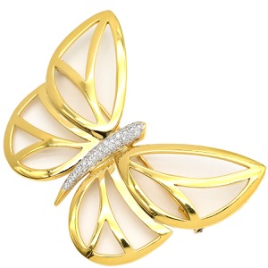 ブローチ K18YG ゴールド ダイヤモンド 蝶モチーフ ペンダントトップ Au750 18K 18金  中古