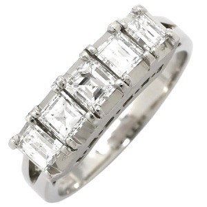 リング 指輪 ダイヤ 1.00ct Pt900 シルバー プラチナム Pt900 スクエアカット 5P 5石 5粒 一文字リング 造幣局検定マーク 中古