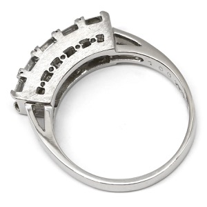 リング 指輪 ダイヤ 1.00ct Pt900 シルバー プラチナム Pt900 スクエアカット 5P 5石 5粒 一文字リング 造幣局検定マーク 中古