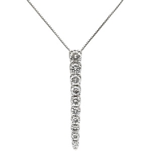 ネックレス ダイヤ ペンダント K18WG シルバー ホワイトゴールド 10P 10石 10粒 ラインネックレス 中古