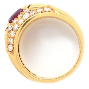 リング 指輪 ルビー ダイヤリング K18YG ゴールド Au750 18K 18金 オーバルカット 中古