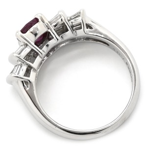 リング 指輪 ルビー ダイヤリング Pt900 シルバー レッド 赤  中古