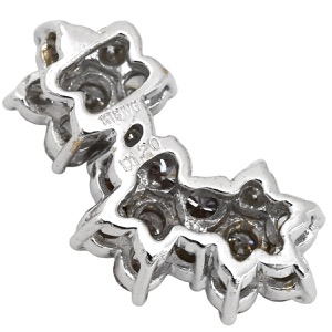 ペンダントトップ K18WG シルバー Au750 18K 18金 ダイヤモンド 1.20ct 3連 フラワーモチーフ ネックレストップ 花 ピンク WG チャーム 中古