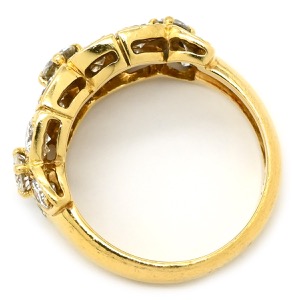 リング 指輪 ダイヤリング フラワーモチーフ K18YG ゴールド 15P 15石 花 ブリリアントカット 18KT 750 YG ダイヤモンド 中古