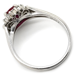 リング 指輪 ルビー 062ct ダイヤリング Pt900 シルバー レッド 赤 1石 オーバルミックスカット ダイヤモンド 指輪 中古