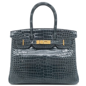 エルメス ハンドバッグ バーキン30 ポロサス ブルー 青 クロコ  中古