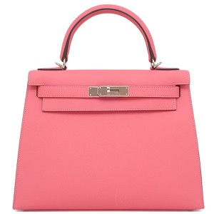 エルメス 2WAYバッグ ケリー28 外縫い ヴォーエプソン ピンク 中古