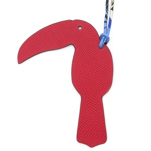 エルメス バッグチャーム プティアッシュ オオハシ ヴォーエプソン マルチカラー 赤 ピンク チャーム petit H  中古