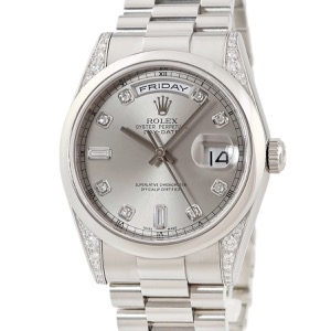 ロレックス デイデイト 118296A P番 Pt950無垢 純正ダイヤ シルバー プラチナ 自動巻き
