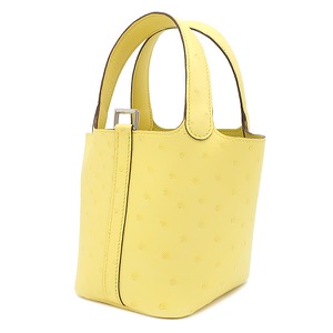 エルメス ハンドバッグ ピコタンロック ミクロ オーストリッチ イエロー未使用 黄色  中古