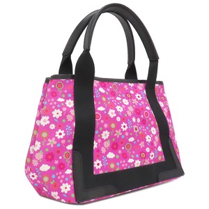 バレンシアガ トートバッグ ネイビーカバス S キャンバス ピンク 黒 花柄  339933 中古