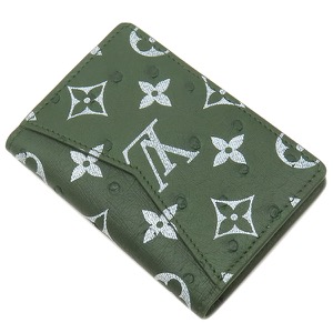 ルイヴィトン カードケース オーガナイザー ドゥ ポッシュ オーストリッチ グリーン 緑 二つ折り 名刺入れ 中古