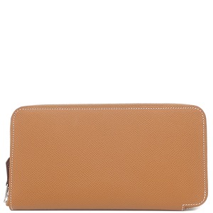 エルメス 長財布 アザップロング シルクイン ヴォーエプソン ブラウン未使用 茶 ラウンドファスナー  中古