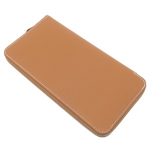 エルメス 長財布 アザップロング シルクイン ヴォーエプソン ブラウン未使用 茶 ラウンドファスナー  中古