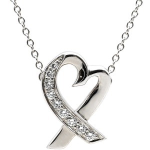 ティファニー ネックレス パロマ・ピカソ ラビングハート ダイヤ ネックレス K18WG シルバー T&Co. Au750 18K  中古