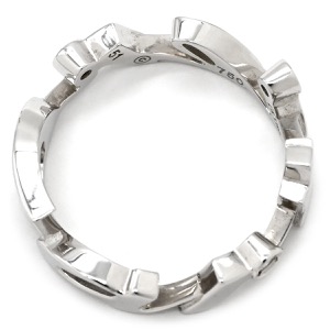 カルティエ リング 指輪 シグネチャー リング K18WG ホワイト #51 2004年クリスマス限定 Au750 18K 18金 3P 3石 3粒 ダイヤ ロゴ文字  中古