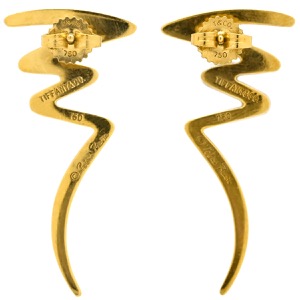 ティファニー ピアス スクリブルピアス K18YG ゴールド T&Co. Au750 18K 18金 パロマ・ピカソ ジグザグ 中古