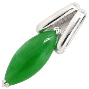 ペンダントトップ ヒスイ 3.8ct Pt900 シルバー 翡翠 ジェダイト 緑 グリーン ミックスカボションカット Pt900 ネックレストップ チャーム 中古