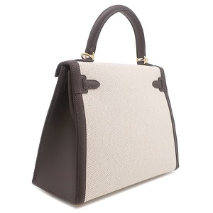 エルメス 2WAYバッグ ケリー25 外縫い トワルアッシュ ブラウン未使用 ショルダー ハンドバッグ トワルH  中古