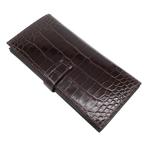 エルメス 長財布 ベアンスフレ アリゲーター ブラウン 新品未使用 茶 クロコ 二つ折り財布  中古