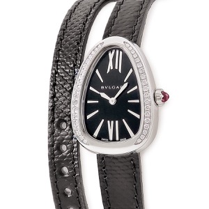 ブルガリ セルペンティ 102921 純正ダイヤ ダブルスパイラル ブラック 黒 バー ローマン クオーツ