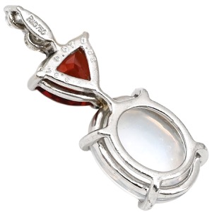 ペンダントトップ ラブラドライト アンデシン ダイヤ K18WG シルバー レッド オーバルカボションカット ネックレストップ 18K 18金 中古