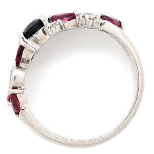リング 指輪 ブルーサファイア ルビー ダイヤリング Pt900 シルバー 青 赤  中古