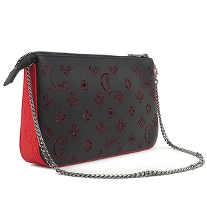 クリスチャンルブタン 2WAYバッグ ルビラ クラッチバッグ レザー ブラック 黒 赤 ショルダー  1225159 中古