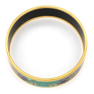 エルメス バングル エマイユ GM グリーン アニマル柄 ヒョウ トラ 中古