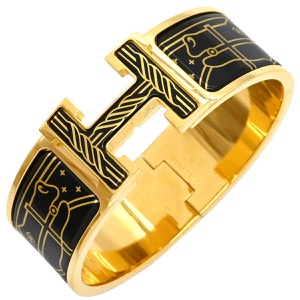 エルメス ブレスレット クリッククラックH PM カドリージュ オ フィル メタル ブラック 黒 Hブレス Quadrige 中古