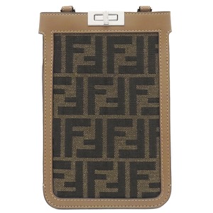 フェンディ ショルダーバッグ ピーカブー フォンケース ファブリック ブラウン 茶 ズッカ柄  7AS156 中古