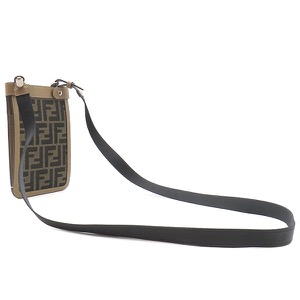 フェンディ ショルダーバッグ ピーカブー フォンケース ファブリック ブラウン 茶 ズッカ柄  7AS156 中古