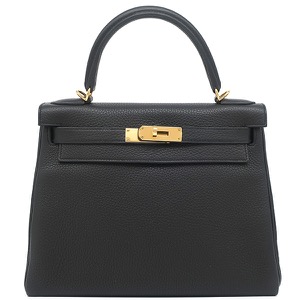 エルメス 2WAYバッグ ケリー28 内縫い トリヨンクレマンス ブラック 黒 ショルダー  中古
