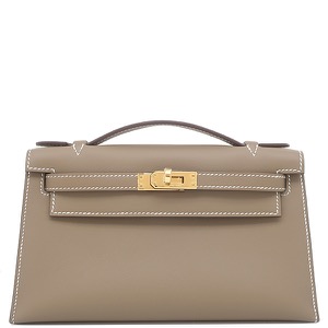 エルメス ハンドバッグ ポシェットケリー ミニ ヴォースイフト グレー未使用 グレージュ ミニバッグ  中古